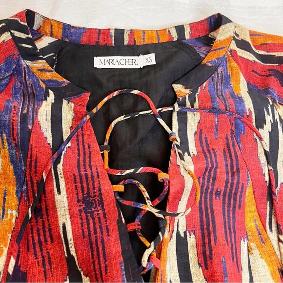 Maria Cher Nora Nia Short Dress in Warm Ikat Size XS - Picture 6 of 15